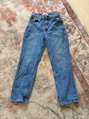 Abercrombie & Fitch Light Blue Ankle Straight Ultra High Rise Jeans